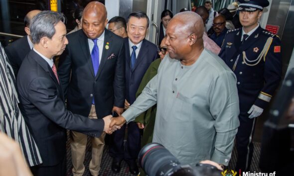 The President of the Republic of Ghana and African Union Champion for Gender and Development Issues, His Excellency John Dramani Mahama has arrived in Beijing, China